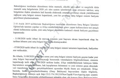 TAPDK SATIŞ BELGESİ HAKKINDA